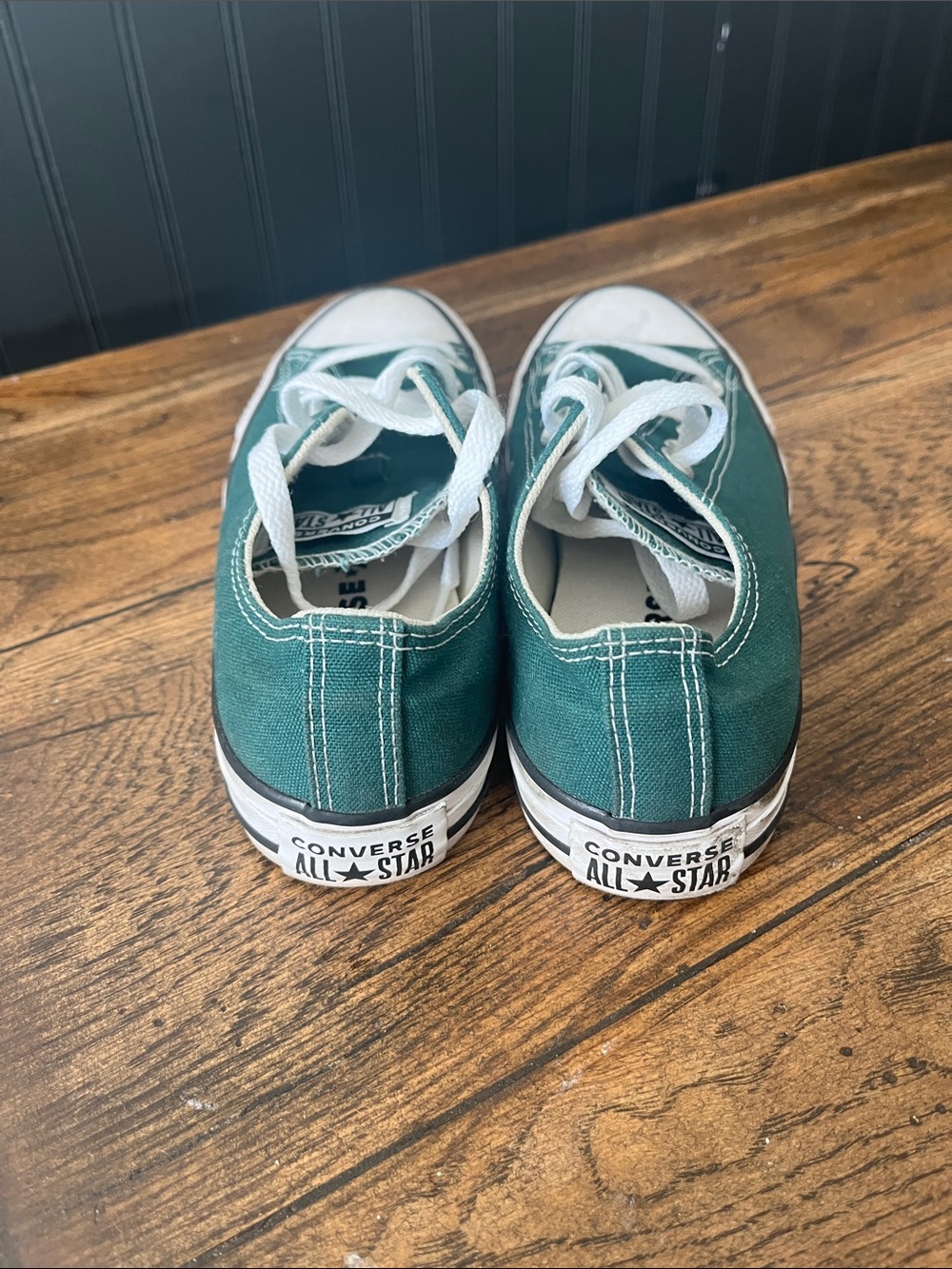 Converse Low-Top Sneakers in Dark Green and White - Picture 3 of 4